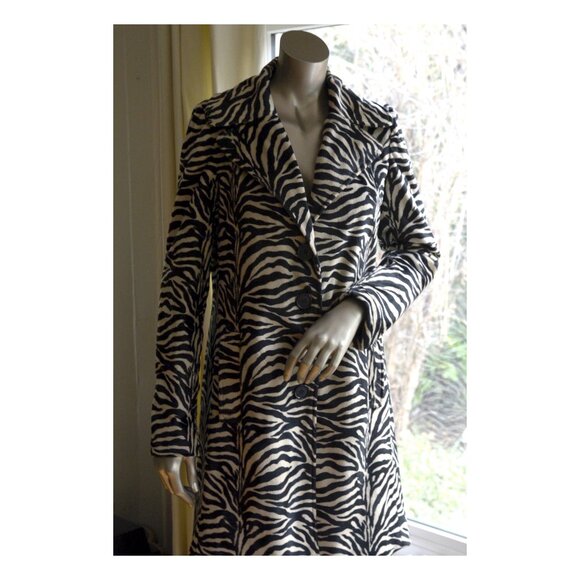 Vintage Betsey Johnson Striped Faux Fur Coat SZ 2 - Small - Picture 2 of 12